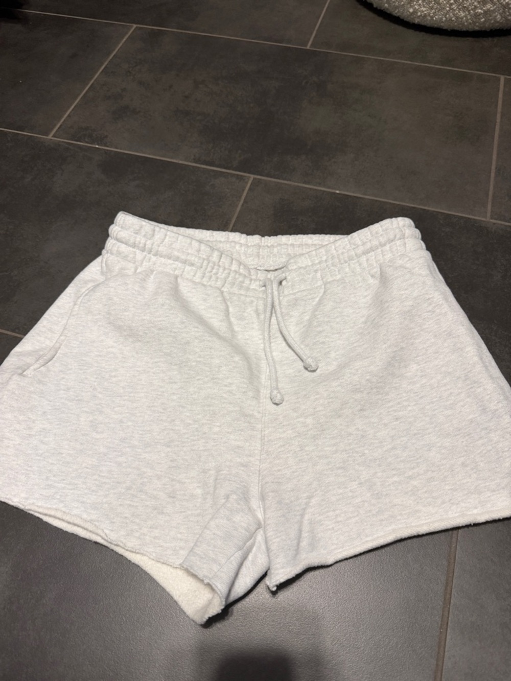Aritzia Women's Light Gray Lounge Shorts with Drawstring